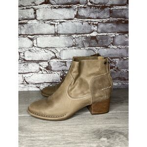UGG BANDARA SAHARA Brown Leather Block Heel Ankle Booties Boots Women 7M US/38EU